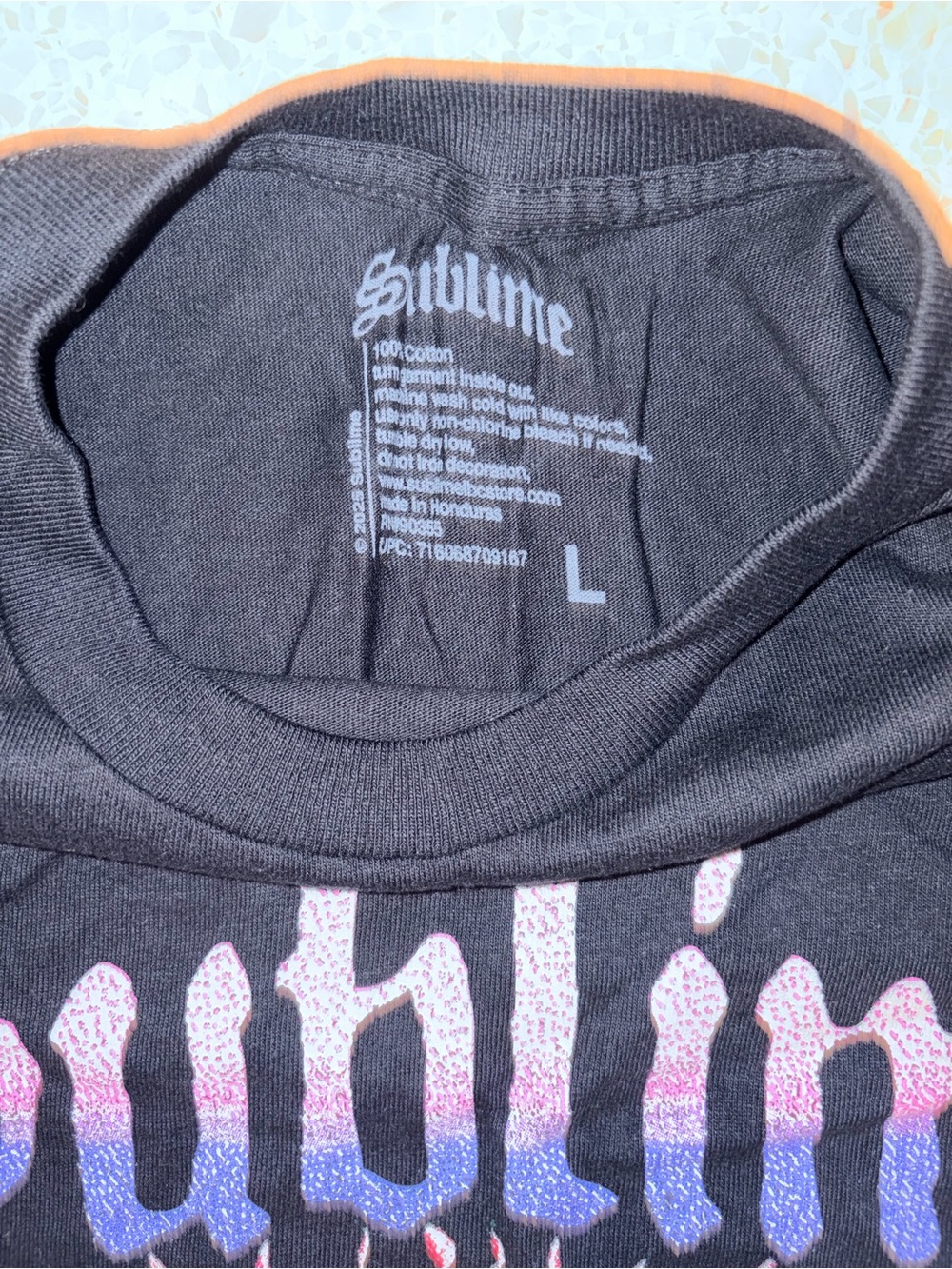 Sublime Black Short-Sleeve Graphic Tee with Pink & Purple Sun - Picture 5 of 5